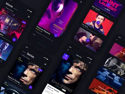 Dark Movie App app colorful dark flats movie ui ui design