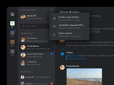 Dark theme app chat app dark theme desktop flock night mode