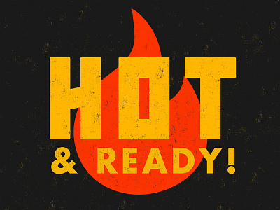 Hot & Ready art black branding conceptual fire flame flames food illustration logo love red shading sign stipple typography vector