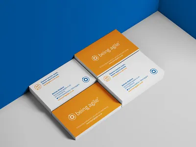 Business Cards Mockup agile blue branding busines card design marketing orange print quality