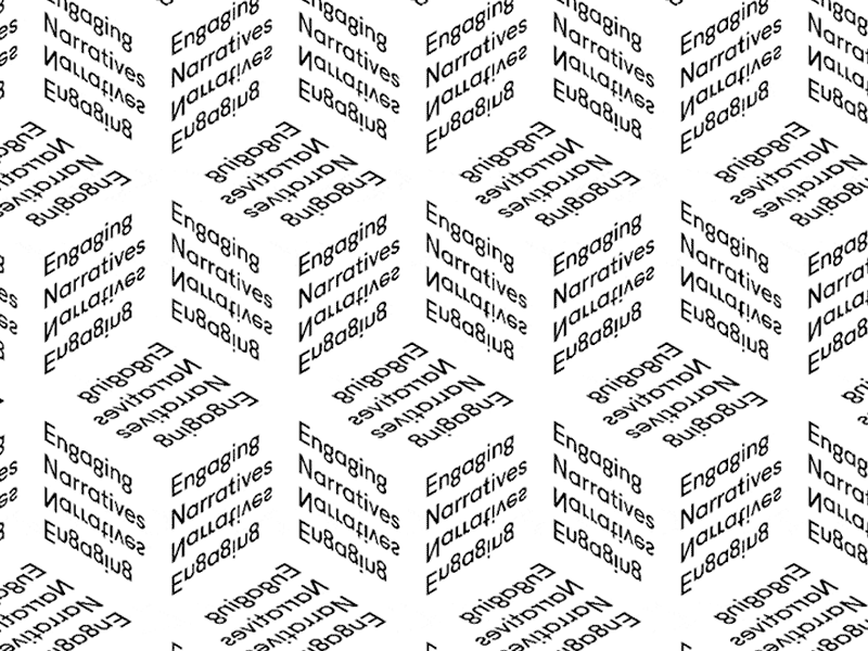 Engaging Narratives 3d exhibition game illustration lowpoly minimal typography vector