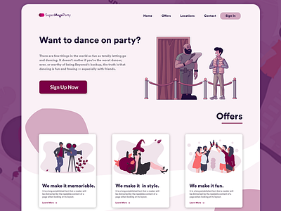 SuperMegaParty design illustration main page ui web webdesign