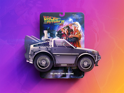 BTTF2 Delorean Micro Machine 80s back to the future bttf car delorean design micro micro machine movie packaging photoshop retro