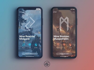 God of War: Nine Realms | App Concept adobe xd app blue concept god of war icons ios playstation ps4 red ui uidesign ux ux ui web