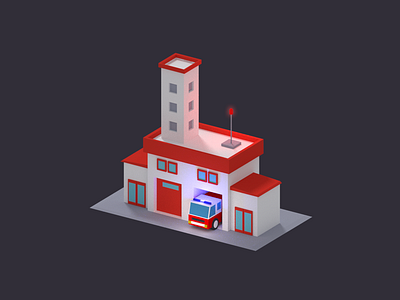 Low poly isometric firehouse blender blender 3d firehouse isometric low poly