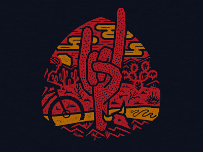 Twin Six // The Rock On T arizona bicycle bike biker cactus cycling cyclist desert design distress graphic illustration mountain rock on southwest t shirt twin six