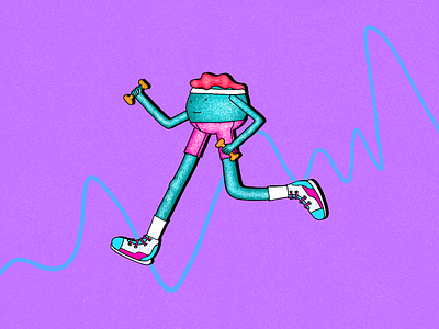 Power Walk It! character color fun illustration textured woolie workout