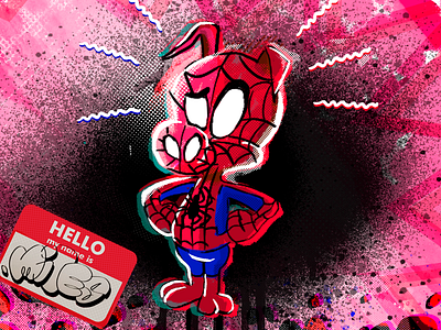 Spider Ham animation design art character character design comic book graphic novel halftone ham illustration marvel app miles photoshop pig spider spider man spider man spiderpig sticker superhero