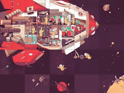 Storiebord — Space Theme astronauts children art children book illustration cutaway eskader fre lemmens graphic arts illustration modular modular design pen and ink puzzle puzzle game rocket space space art spaceship toy toy design wacom