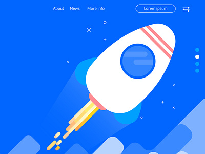 Rocket Launcher landing page proto 2d app clean design flat flat design illustration illustrator minimal mobile rocket svg tutorial ui ux vector web website