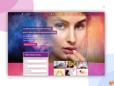 Allure beauty landing page model ui web