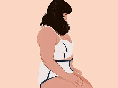 Night time art body positive cartoon character concept art fashion flat vector illustration pin up girl sexy girl underwear vector women