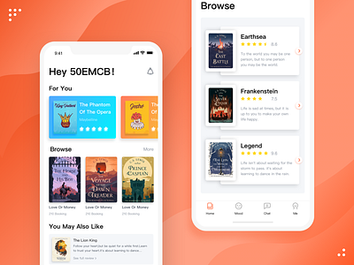 Reading Book book app cards mood ui