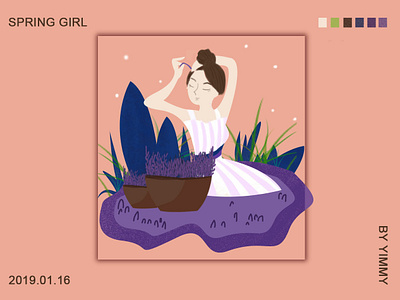 spring girl design hand