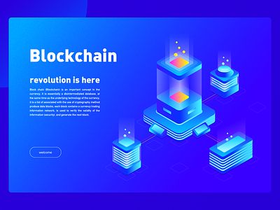 Blockchain 2.5d color design illustration typography ui