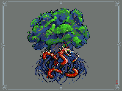 Nidhogg eat roots of Yggdrasil 8bit saga 8bit gamedev illustration nidhogg pixel art pixelart sprite yggdrasil