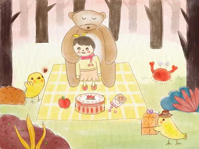 森林生日会 插画