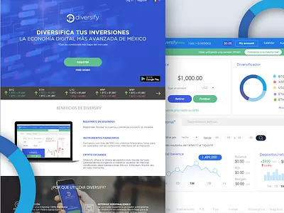 Diversify web bitcoin crypto exchange cryptocurrency app design finances ui