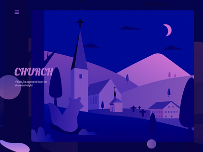 church at night animation design illustration ui