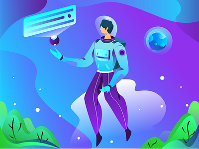 Astronout Illustration Exploration analyse gradient gradients illustration ilustration landing page ui website