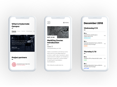 Hybernská Campus Mobile calendar campus homepage design iphonex mobile responsive layout schedule university