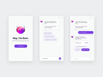 Dom Bot Chat app bot chat chat app chat bot conversation design illustration machine learning ui ux web