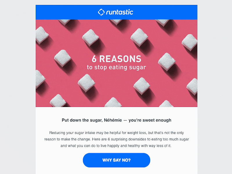 Animated Newsletter Header cubes disappear email food food fact gif gif animated gif animation health loop media newsletter nutrition runtastic sugar