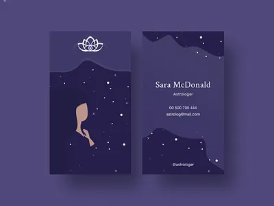Branding for Astrologer branding business business card card design divante galaxy girl illustration illustration lotus lotus flower night sky sky stars ui