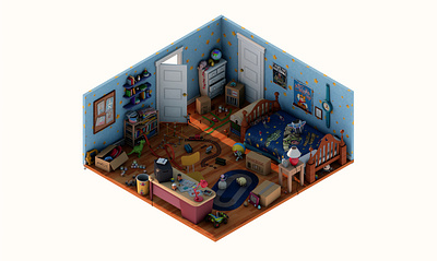 ANDY'S ROOM 3d c4dart isometric pixar toy story