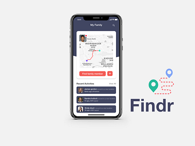 Findr- track where your family members adobe xd concept app design ui user center design user interface ux ui uxdesign