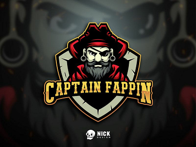 Captain Fappin Esport Logo beards brand branding character design design esport logo esports fornite gaming gaming logo illustration logo mascot mascot logo pirate sport logo sports streamer twitch youtubers