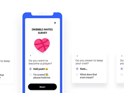 2 Dribbble Invites dribbble invites form elements free invite dribbble heart mobile player prospect questionnaire survey ui ux