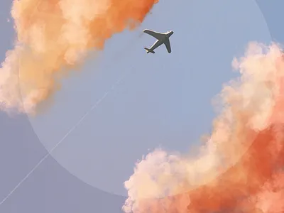 Airplane Mode airplane blue clouds orange procreate sky