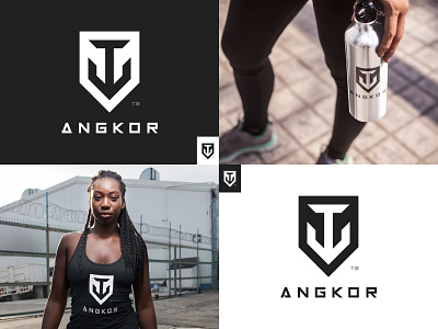 Angkor Logo anchor athlete badge bold crest crossfit emblem fitness geometric icon insignia logo minimal minimalist modern shield sport sports strong typography