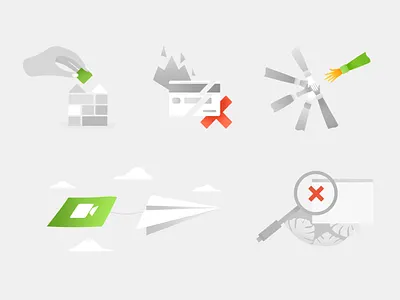 Illustrations art error hand icons illustration letter payment plane website