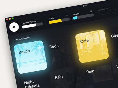 Ambient Sound Mixer - Elpy ambient sound app dark theme desktop mac mixer windows