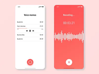 Voice memo app adobe xd app app concept apps design design gradiant ios ios 12 iphone app iphone x ui user center design user experience user inteface ux ux challenge ux design ux ui voice xddailychallenge