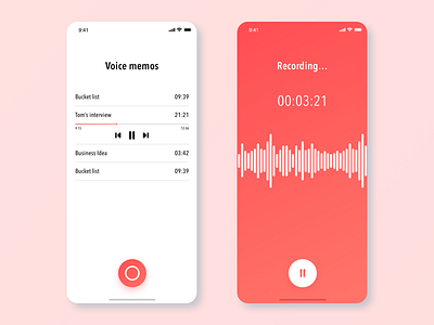 Voice memo app adobe xd app app concept apps design design gradiant ios ios 12 iphone app iphone x ui user center design user experience user inteface ux ux challenge ux design ux ui voice xddailychallenge