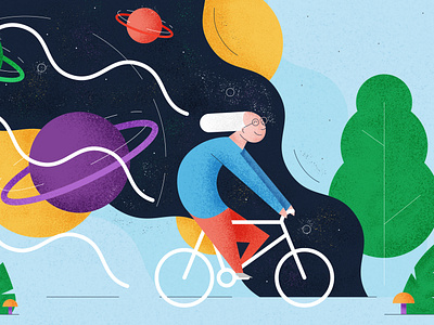 Bicycle Day - Illustration colours cycling grain happy illustration space texture vector