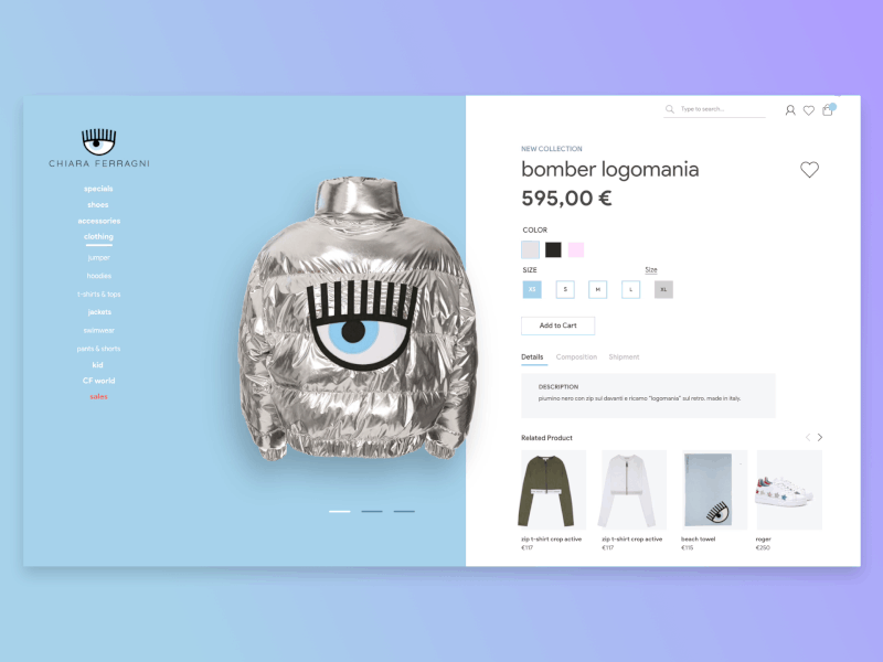 Chiara Ferragni Collection UI Concept animation design eshop fashion gradiant ui ux web