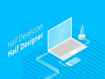 Isometric | Half Developer Half Designer device illustration isometric minimalist pc