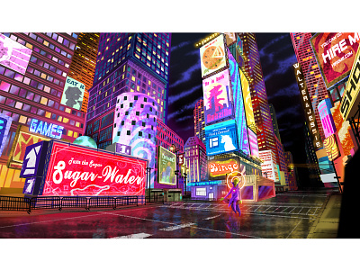 TIMES SQUARE animation background art background design design digital painting illustration painting