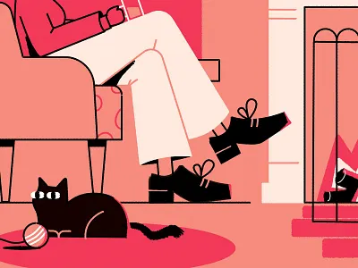 Detail affinity affinity designer cat character fireplace illustration light vector