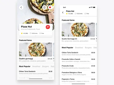 Food App2 2-1 app card food iphone x ui