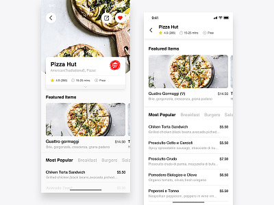 Food App2 2-1 app card food iphone x ui