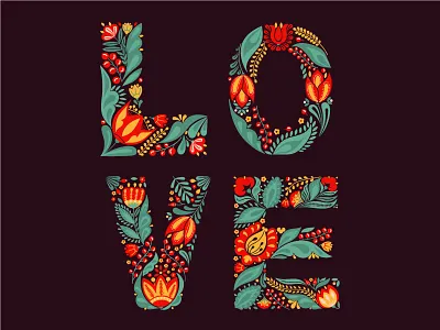 Love card design floral font flower folk font illustration letter letter art lettering lettering art love love card vector