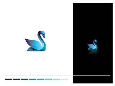 Blue Swan art blue blues brand branding glossy gradient logo modern new swan violet