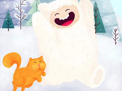 Happy winter houres adventure book illustration card cartoon cartoon character cartoon illustration cat character character design children book illustration children illustration friends friendship illustration wacom tablet winter yeti