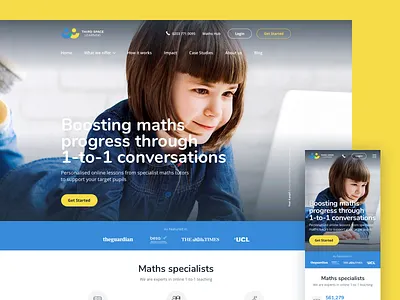 Third Space Learning home mathematics responsive teaching tuition ui ux webdesign