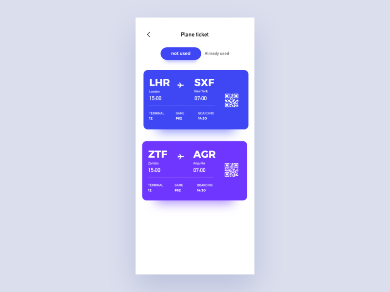 Dynamic boarding pass interface ui ux